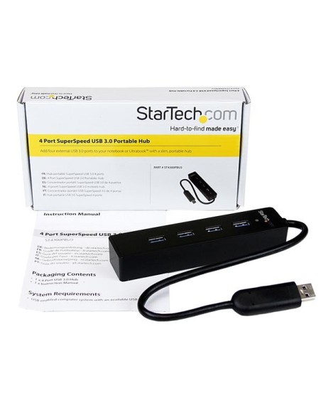 StarTech.com Hub portatile USB 3.0 SuperSpeed a 4 porte - Perno e concentratore per notebook o Ultrabook USB 3.0 con cavo