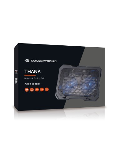 Conceptronic THANA01B base di raffreddamento per notebook 39,6 cm (15.6") Nero