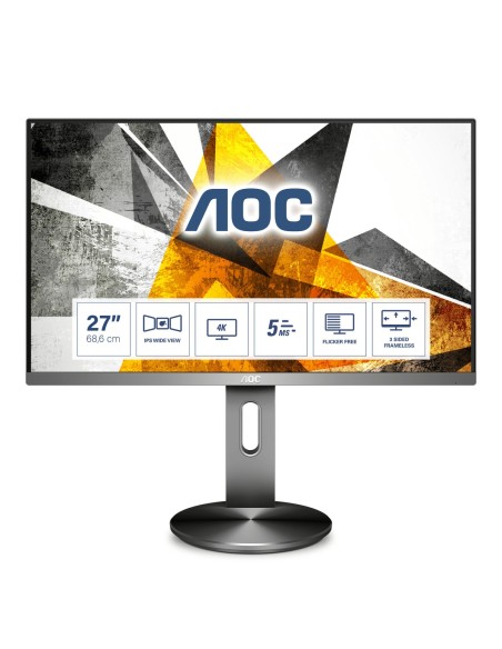 AOC 90 Series U2790PQU Monitor PC 68,6 cm (27") 3840 x 2160 Pixel 4K Ultra HD LED Grigio