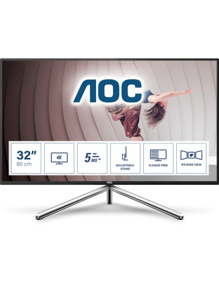 AOC U32U1 Monitor PC 80 cm (31.5") 3840 x 2160 Pixel 4K Ultra HD LED Nero, Argento