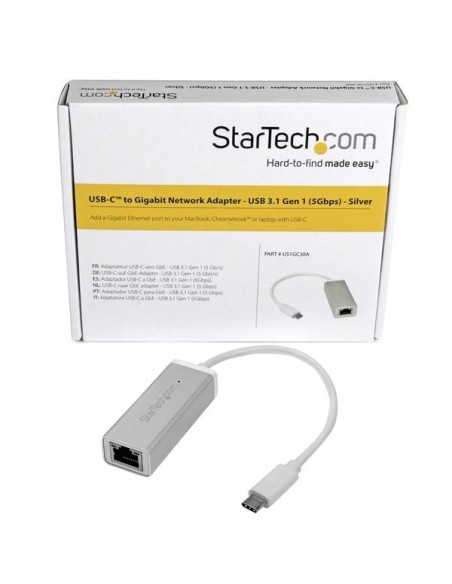 StarTech.com Adattatore di rete USB-C a RJ45 Gigabit Ethernet Gbe - M F - Argento