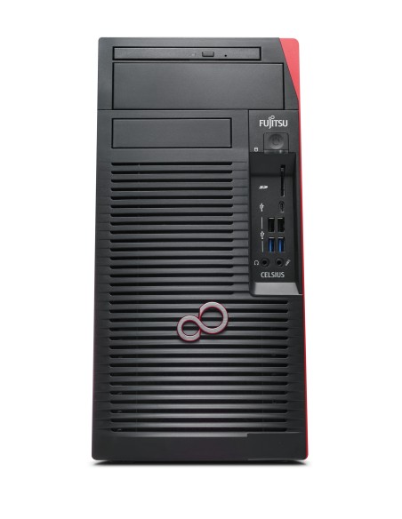 Fujitsu CELSIUS W580 DDR4-SDRAM E-2224 Micro Tower Intel Xeon E 16 GB 256 GB SSD Windows 10 Pro Stazione di lavoro Nero, Rosso
