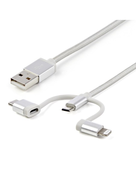 StarTech.com Cavo di ricarica multiplo USB da 1m - Adattatore da USB a Micro-USB o USB-C o Lightning per iPhone   iPad   iPod  