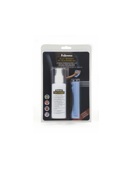 Fellowes Basic Flat Screen TV Cleaning Kit LCD TFT Plasma Panni umidi asciutti e liquido per la pulizia dell'apparecchiatura