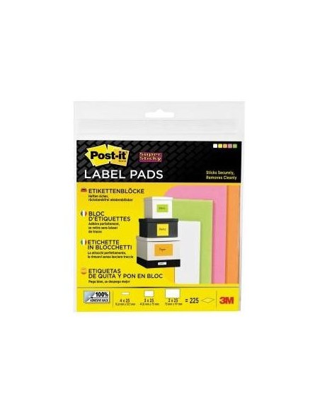 3M Super Sticky pouch autoadesiva Altro Multicolore 225 fogli