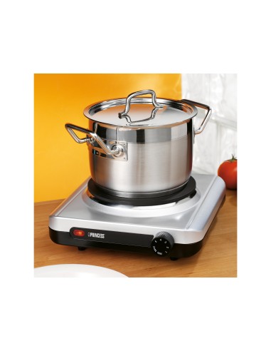 Princess 302201 Nero, Argento Superficie piana Piastra sigillata 1 Fornello(i)