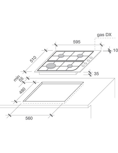 Hoover H-HOB 100 GAS HGL64SX Acciaio inossidabile Da incasso 4 Fornello(i)