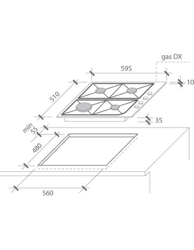 Hoover H-HOB 100 GAS HGL64SCX Acciaio inossidabile Da incasso 58 cm 4 Fornello(i)