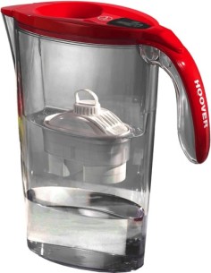 Hoover Gaia Caraffa filtrante 2,5 L Rosso, Trasparente