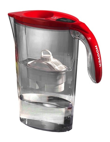 Hoover Gaia Caraffa filtrante 2,5 L Rosso, Trasparente