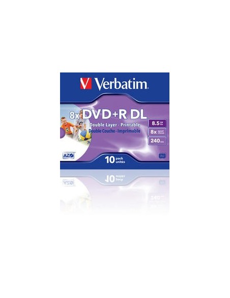 Verbatim DVD+R Double Layer Wide Inkjet Printable 8x 8,5 GB DVD+R DL 10 pz