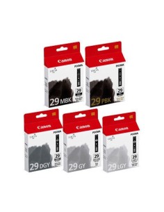 Canon PGI-29 MBK PBK DGY GY LGY cartuccia d'inchiostro 5 pz Originale Grigio scuro, Grigio, Grigio chiaro, Nero opaco, Nero per