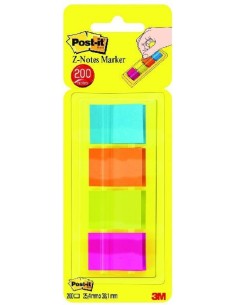 3M Post-it Notes 25.4 x 38.1mm (4 x 50) etichetta autoadesiva Blu, Arancione, Rosa, Giallo 4 pz