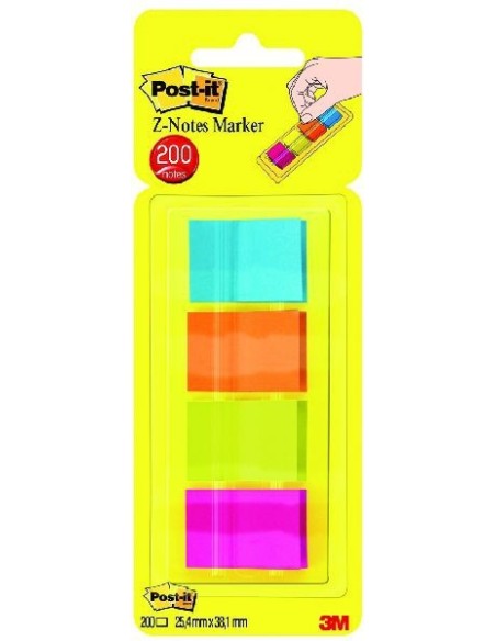 3M Post-it Notes 25.4 x 38.1mm (4 x 50) etichetta autoadesiva Blu, Arancione, Rosa, Giallo 4 pz