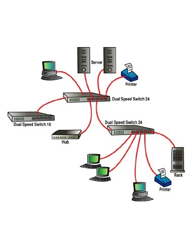 Digicom Dual Speed Switch 24 Non gestito Fast Ethernet (10 100) Grigio, Bianco