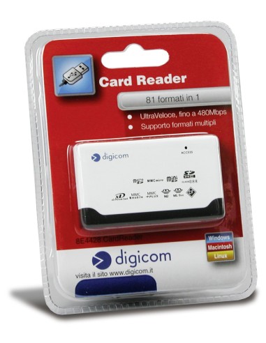 Digicom 8E4428 lettore di schede USB 2.0 Nero, Bianco