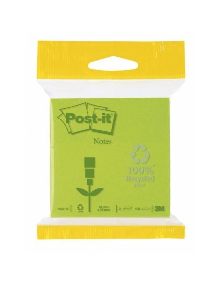 3M Post-it 76 x 76mm (2 x 100) etichetta autoadesiva Verde 2 pz
