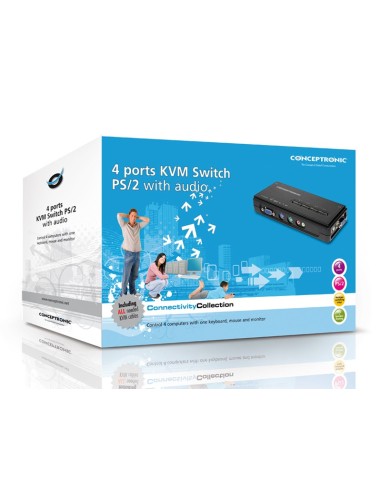 Conceptronic Switch KVM PS2 a 4 porte con audio