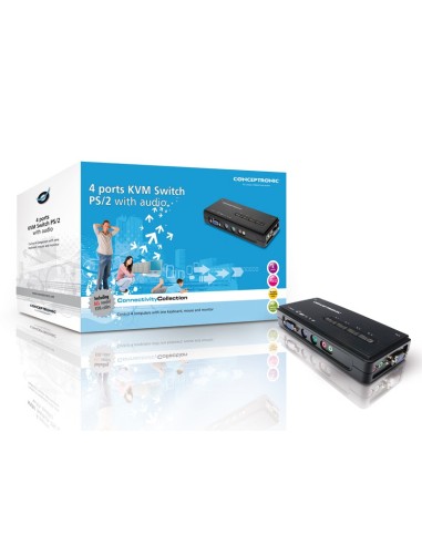Conceptronic Switch KVM PS2 a 4 porte con audio