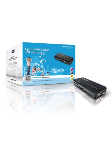 Conceptronic 4 ports USB KVM Switch with audio