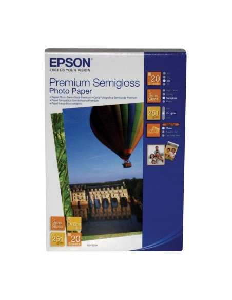 Epson Premium Semigloss Photo Paper, 100 x 150 mm, 251g m², 20 sheets