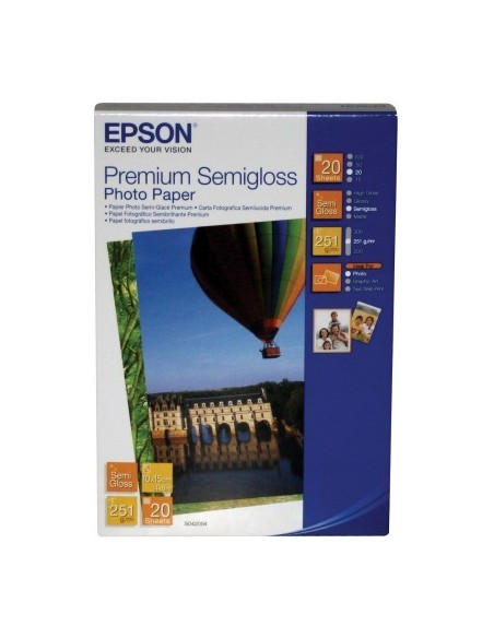 Epson Premium Semigloss Photo Paper, 100 x 150 mm, 251g m², 20 sheets