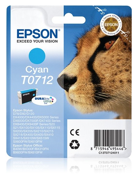 Epson Cheetah Cartuccia di inchiostro Cyan T0712 DURABrite Ultra Ink