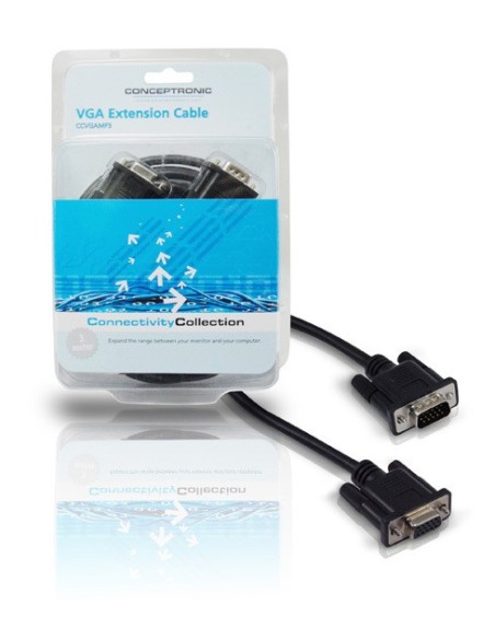 Conceptronic CCVGAMF3 cavo VGA 3 m VGA (D-Sub) Nero