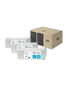 HP 81 3-pack 680-ml Cyan DesignJet Dye Ink Cartridges cartuccia d'inchiostro 3 pz Originale Ciano