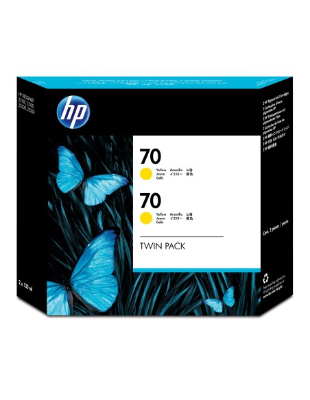 HP 70 2-pack 130-ml Yellow DesignJet Ink Cartridges cartuccia d'inchiostro 2 pz Originale Giallo