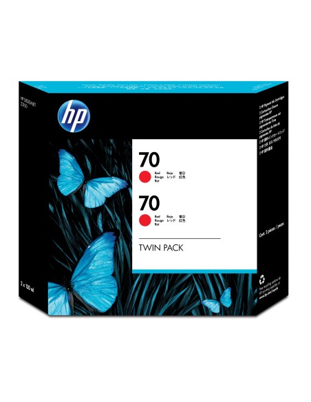 HP 70 2-pack 130-ml Red DesignJet Ink Cartridges cartuccia d'inchiostro 2 pz Originale Rosso