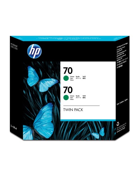 HP 70 2-pack 130-ml Green DesignJet Ink Cartridges cartuccia d'inchiostro 2 pz Originale Verde