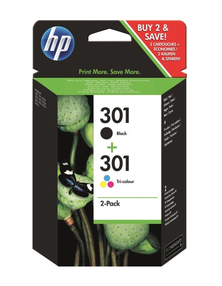HP 301 cartuccia d'inchiostro 2 pz Originale Nero, Ciano, Magenta, Giallo