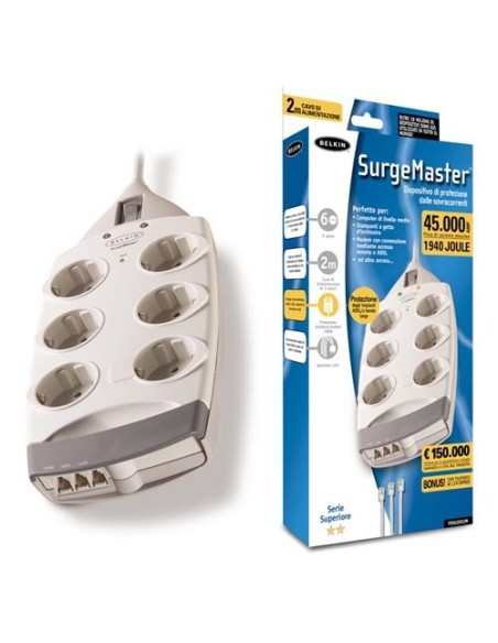 Belkin SurgeMaster Bianco 230 presa(e) AC 200-230 V 2 m