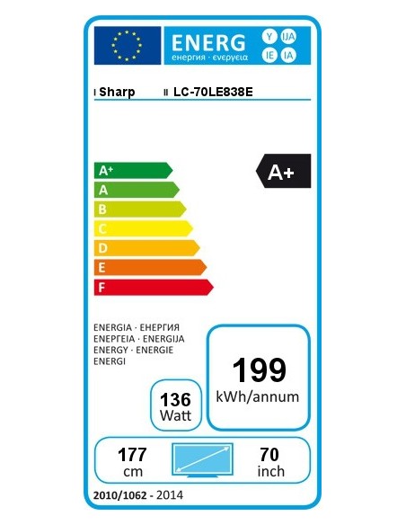 Sharp LC-70LE838E TV Hospitality 177,8 cm (70") Full HD Nero 20 W
