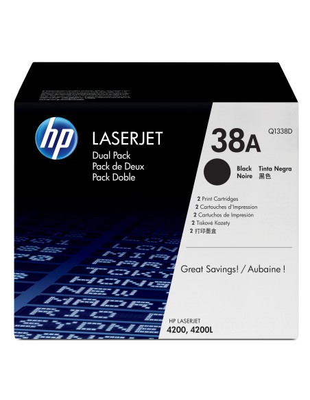 HP 38A 2-pack Black Original LaserJet Toner Cartridges cartuccia toner 2 pz Originale Nero