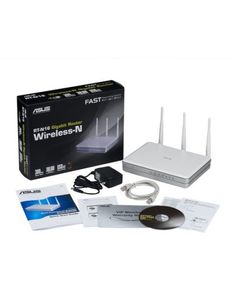ASUS RT-N16 router wireless Gigabit Ethernet Argento, Bianco