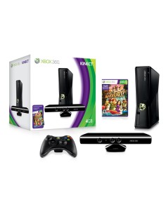 Microsoft 4GB Xbox 360 Slim + Kinect Adventures Wi-Fi Nero