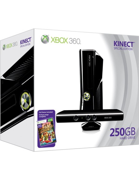 Microsoft 250GB Xbox 360 Slim + Kinect Adventures Wi-Fi Nero