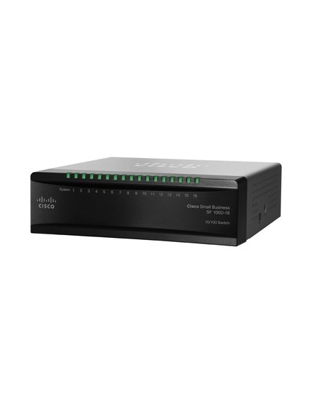 Cisco SF 100D-16 Non gestito Nero