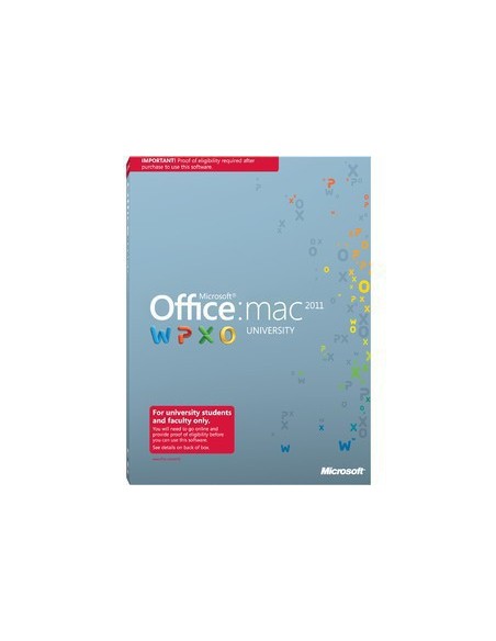 Microsoft Office Mac University 2011, SP1, DVD, Edu, ITA Istruzione (EDU)
