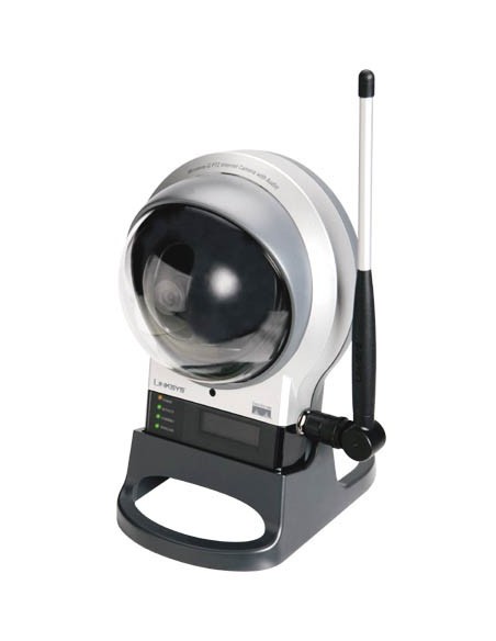Cisco Wireless-G Pan Tilt Zoom (PTZ) Internet Video Camera  2-Way Audio webcam 640 x 480 Pixel Nero, Argento