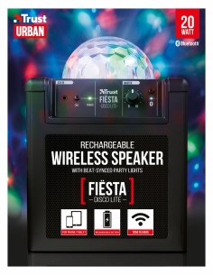 Trust Fiësta Disco Lite Altoparlante portatile stereo Nero 20 W 2