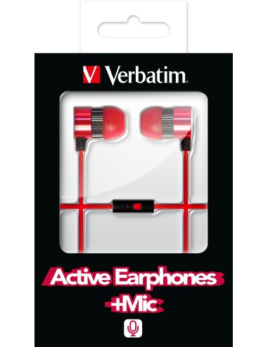 Verbatim Auricolari attivi con microfono - Rosso