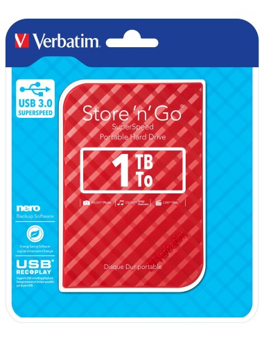 Verbatim Disco rigido portatile Store 'n' Go USB 3.0 da 1 TB - Rosso