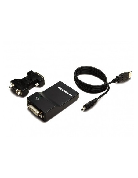 Lenovo USB 3.0 - DVI VGA adattatore grafico USB 2048 x 1152 Pixel Nero
