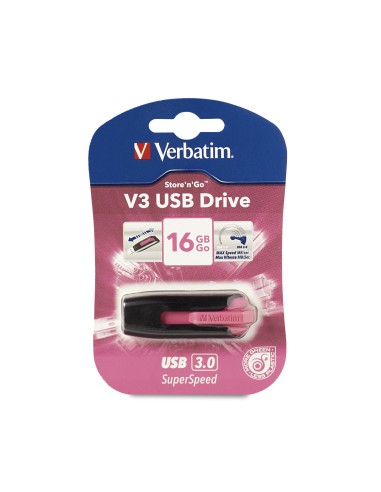 Verbatim V3 USB Drive 16GB unità flash USB USB tipo A 3.2 Gen 1 (3.1 Gen 1) Nero, Rosa
