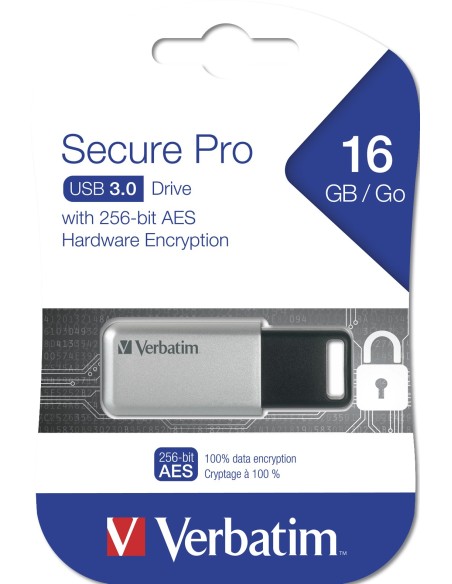 Verbatim Secure Pro - Memoria USB 3.0 da 16 GB - Argento