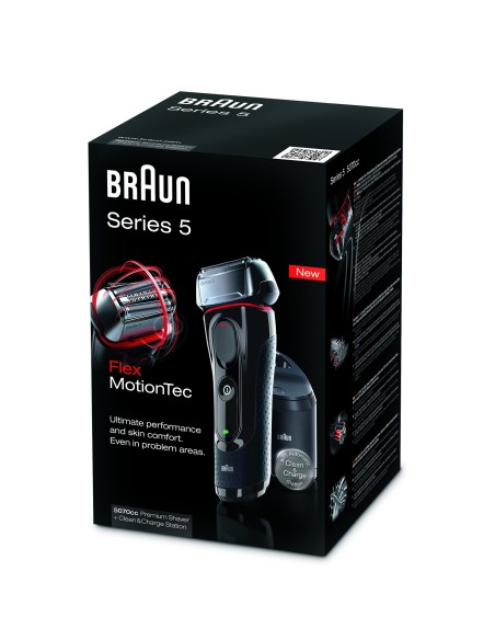 Braun Series 5-5070cc Rasoio Trimmer Nero, Rosso
