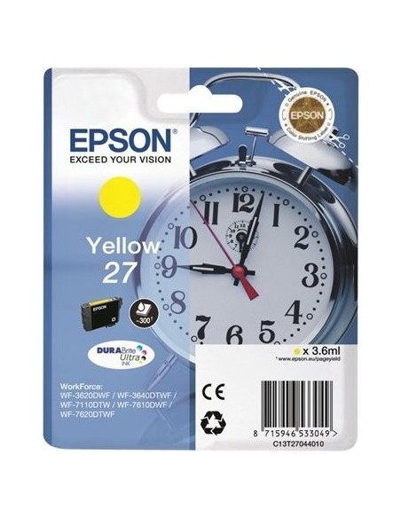 Epson Alarm clock 27 DURABrite Ultra cartuccia d'inchiostro 1 pz Originale Giallo